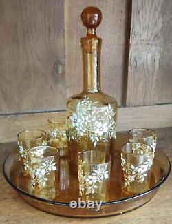 Ancien Service À Liqueur François Théodore Legras Décor Emaillé/Art De La Table