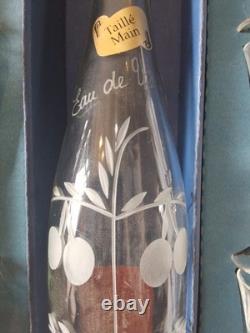 Ancien Service Eau De Vie KLEIN En Cristal Baccarat Taillé Main Artisan Neuf