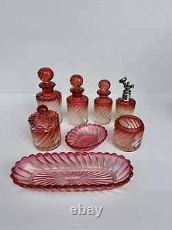 Ancien Service Salle De Bain En Cristal De Baccarat Modèle Bambou Tors