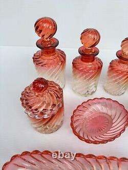 Ancien Service Salle De Bain En Cristal De Baccarat Modèle Bambou Tors