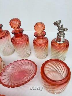 Ancien Service Salle De Bain En Cristal De Baccarat Modèle Bambou Tors