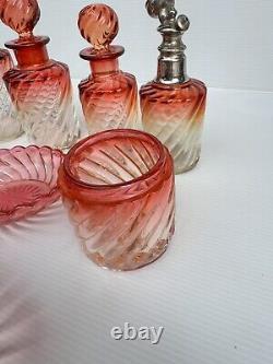 Ancien Service Salle De Bain En Cristal De Baccarat Modèle Bambou Tors