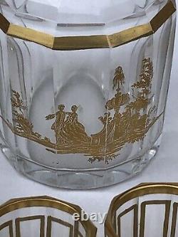 Ancien Service à liqueur en cristal de Baccarat doré à l'or fin XIXème Signé