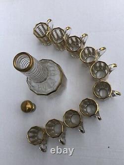 Ancien Service à liqueur en cristal de Baccarat doré à l'or fin XIXème Signé
