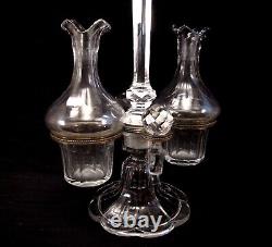 Ancien Serviteur Huile Vinaigre en Cristal Breveté SGDG Baccarat