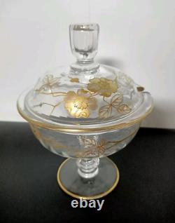 Ancien Sucrier En Cristal Émaillé Doré Napoléon III