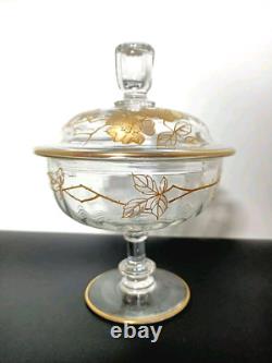 Ancien Sucrier En Cristal Émaillé Doré Napoléon III