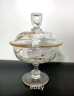 Ancien Sucrier En Cristal Émaillé Doré Napoléon III