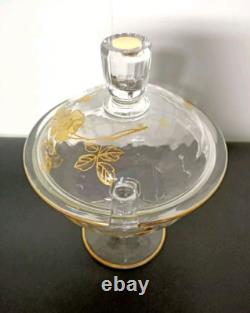 Ancien Sucrier En Cristal Émaillé Doré Napoléon III