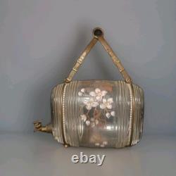 Ancien Tonnelet Verre / Cristal Émaillé Fin XIXe Dlg Legras