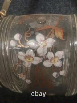 Ancien Tonnelet Verre / Cristal Émaillé Fin XIXe Dlg Legras