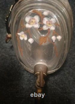 Ancien Tonnelet Verre / Cristal Émaillé Fin XIXe Dlg Legras