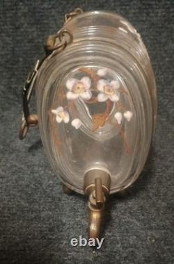 Ancien Tonnelet Verre / Cristal Émaillé Fin XIXe Dlg Legras