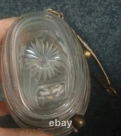 Ancien Tonnelet Verre / Cristal Émaillé Fin XIXe Dlg Legras