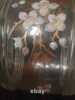 Ancien Tonnelet Verre / Cristal Émaillé Fin XIXe Dlg Legras