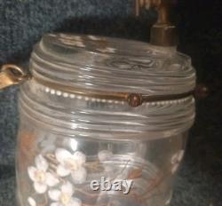 Ancien Tonnelet Verre / Cristal Émaillé Fin XIXe Dlg Legras