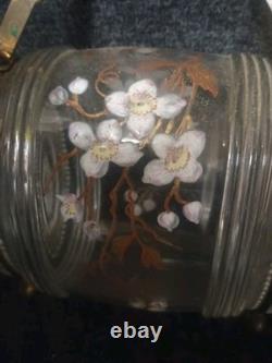 Ancien Tonnelet Verre / Cristal Émaillé Fin XIXe Dlg Legras