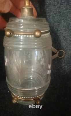 Ancien Tonnelet Verre / Cristal Émaillé Fin XIXe Dlg Legras