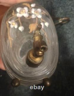 Ancien Tonnelet Verre / Cristal Émaillé Fin XIXe Dlg Legras
