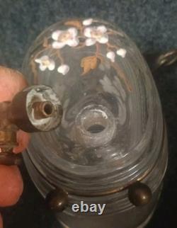 Ancien Tonnelet Verre / Cristal Émaillé Fin XIXe Dlg Legras