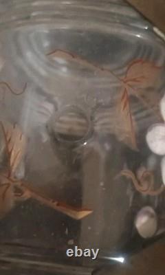 Ancien Tonnelet Verre / Cristal Émaillé Fin XIXe Dlg Legras