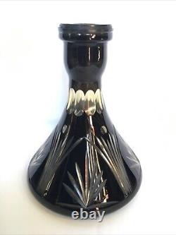 Ancien VASE À NARGUILÉ en CRISTAL TAILLÉ NOIR de Saint Louis Baccarat Bohème