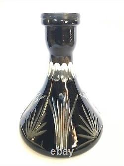 Ancien VASE À NARGUILÉ en CRISTAL TAILLÉ NOIR de Saint Louis Baccarat Bohème