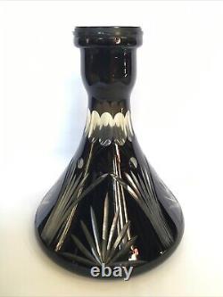 Ancien VASE À NARGUILÉ en CRISTAL TAILLÉ NOIR de Saint Louis Baccarat Bohème