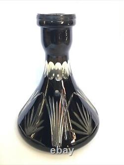Ancien VASE À NARGUILÉ en CRISTAL TAILLÉ NOIR de Saint Louis Baccarat Bohème