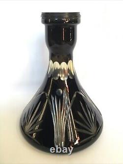 Ancien VASE À NARGUILÉ en CRISTAL TAILLÉ NOIR de Saint Louis Baccarat Bohème