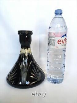 Ancien VASE À NARGUILÉ en CRISTAL TAILLÉ NOIR de Saint Louis Baccarat Bohème