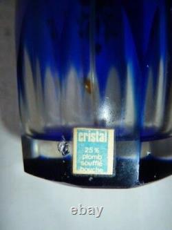 Ancien Vaporisateur Cristal doublé Bleu Cobalt et Or