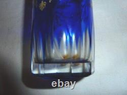 Ancien Vaporisateur Cristal doublé Bleu Cobalt et Or