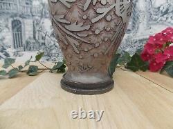 Ancien Vase Art Deco Signe Val Verrerie D'art Lorrain Pate De Verre
