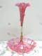 Ancien Vase Coupe Centre De Table Tulipier Murano Cristal Rose Soliflore