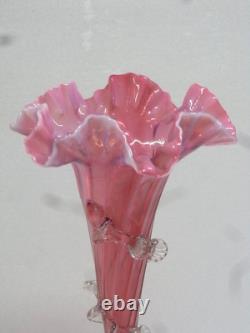 Ancien Vase Coupe Centre De Table Tulipier Murano Cristal Rose Soliflore