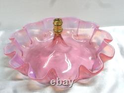 Ancien Vase Coupe Centre De Table Tulipier Murano Cristal Rose Soliflore