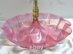 Ancien Vase Coupe Centre De Table Tulipier Murano Cristal Rose Soliflore