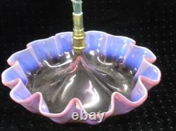 Ancien Vase Coupe Centre De Table Tulipier Murano Cristal Rose Soliflore