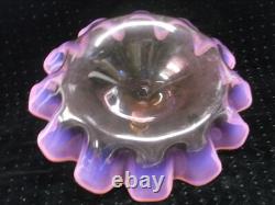 Ancien Vase Coupe Centre De Table Tulipier Murano Cristal Rose Soliflore