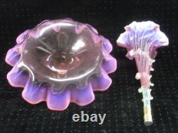 Ancien Vase Coupe Centre De Table Tulipier Murano Cristal Rose Soliflore