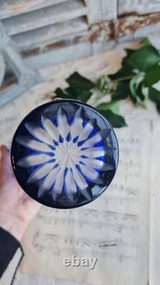 Ancien Vase Cristal De Lorraine Bleu
