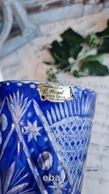 Ancien Vase Cristal De Lorraine Bleu
