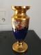 Ancien Vase En Cristal De Bohème Émaillé Fleurs Cristal Or 24 Carats