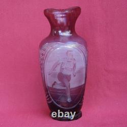 Ancien Vase En Cristal De L'URSS Trophée De Sport Coupe En Verre Taillé À Clair