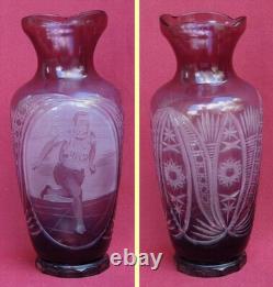Ancien Vase En Cristal De L'URSS Trophée De Sport Coupe En Verre Taillé À Clair