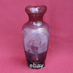 Ancien Vase En Cristal De L'URSS Trophée De Sport Coupe En Verre Taillé À Clair