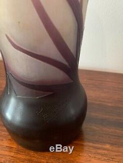 Ancien Vase En Pate De Verre D'argental Signe