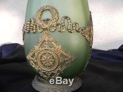 Ancien Vase En Pate De Verre Givré Monture Empire, Daum Nancy