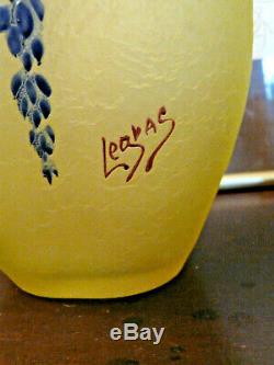 Ancien Vase En Pate De Verre-art Deco-degage Acide-signelegras-annee 1930